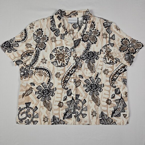 Alfred Dunner 18P Linen‎ Blend Blouse Boho Floral Cottagecore Button Shirt - Picture 5 of 12